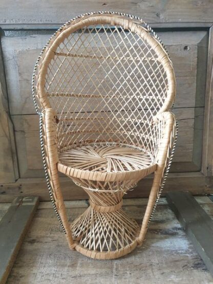 Rotan pauwenstoel vintage - Afbeelding 2