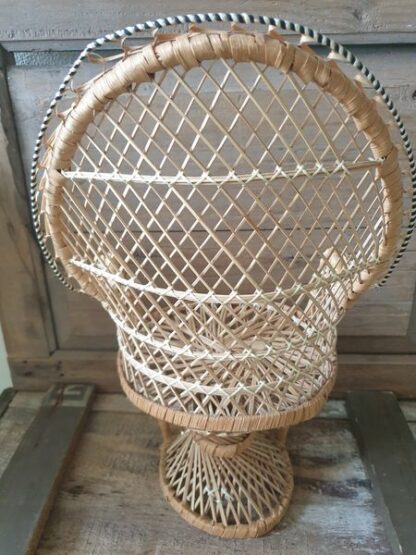 Rotan pauwenstoel vintage - Afbeelding 3