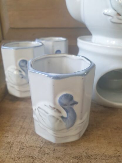 Vintage koffie-/theeservies eend blauw wit - Afbeelding 3