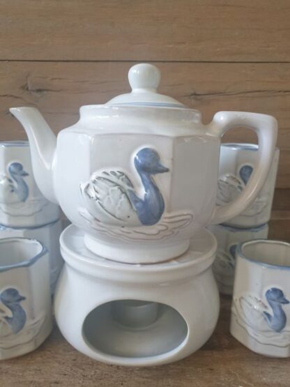Vintage koffie-/theeservies eend blauw wit