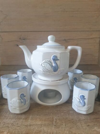 Vintage koffie-/theeservies eend blauw wit - Afbeelding 4