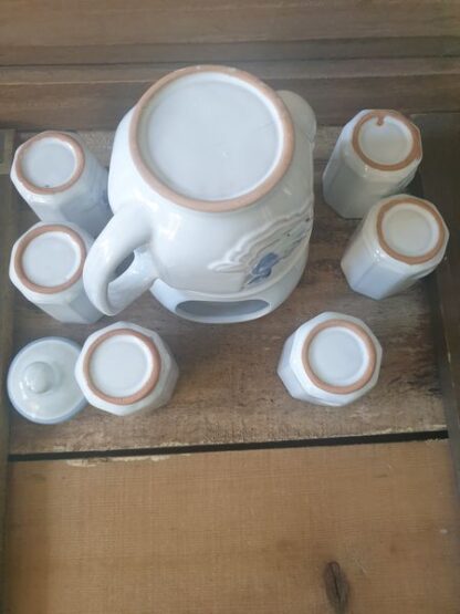Vintage koffie-/theeservies eend blauw wit - Afbeelding 2