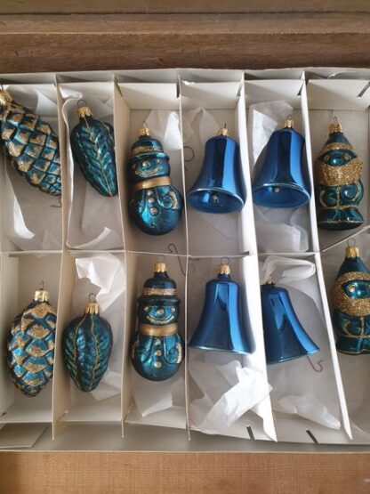 Vintage kerstboom versiering blauw goud