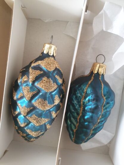 Vintage kerstboom versiering blauw goud - Afbeelding 2