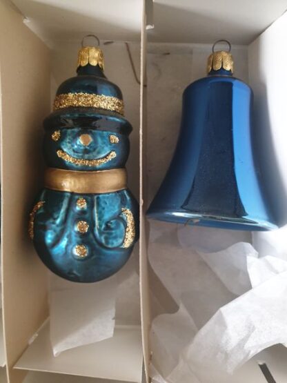 Vintage kerstboom versiering blauw goud - Afbeelding 4