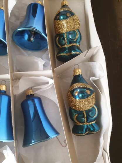 Vintage kerstboom versiering blauw goud - Afbeelding 3