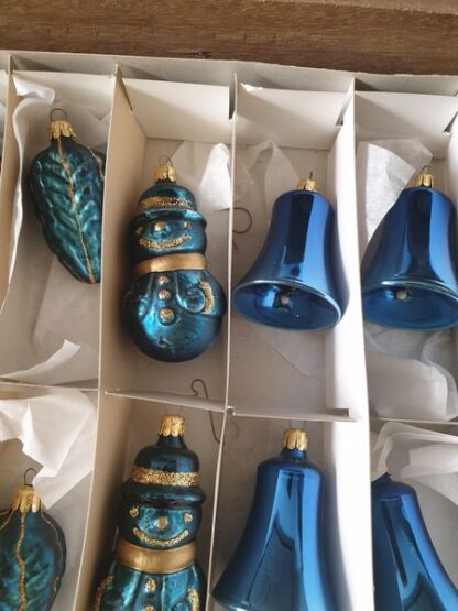 Vintage kerstboom versiering blauw goud - Afbeelding 5
