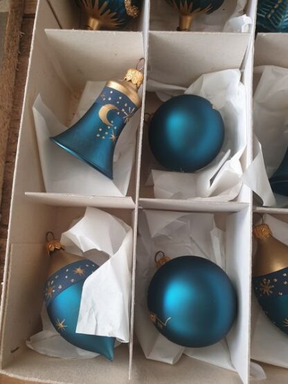 Vintage kerstversiering blauw goud - Afbeelding 3