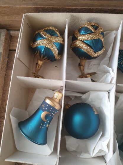 Vintage kerstversiering blauw goud - Afbeelding 5