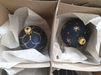 Vintage kerstversiering blauw goud - Afbeelding 2
