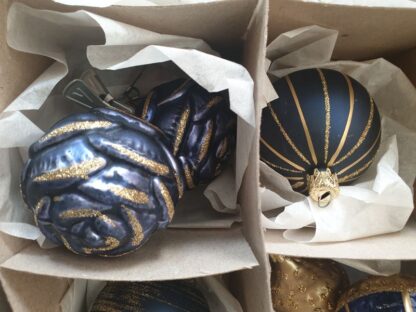 Vintage kerstversiering blauw goud - Afbeelding 3