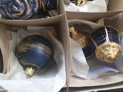 Vintage kerstversiering blauw goud - Afbeelding 4