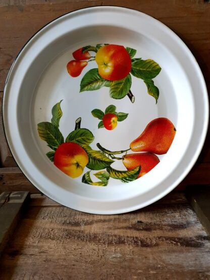 Emaille dienblad rond fruit