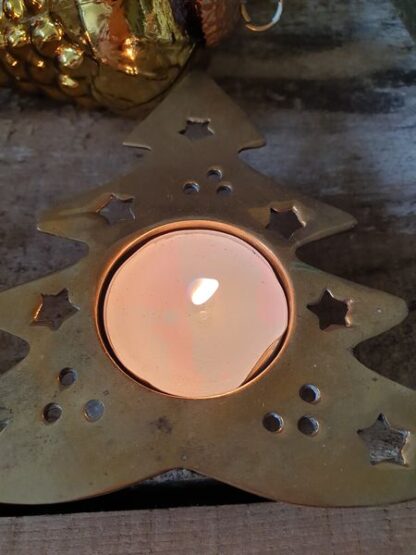 Vintage messing waxinelichthouders kerstboom - Afbeelding 2
