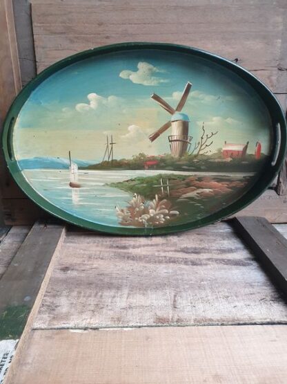 Oud houten beschilderd dienblad