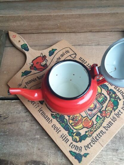 Vintage emaille koffiekan rood - Afbeelding 2