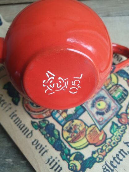 Vintage emaille koffiekan rood - Afbeelding 3