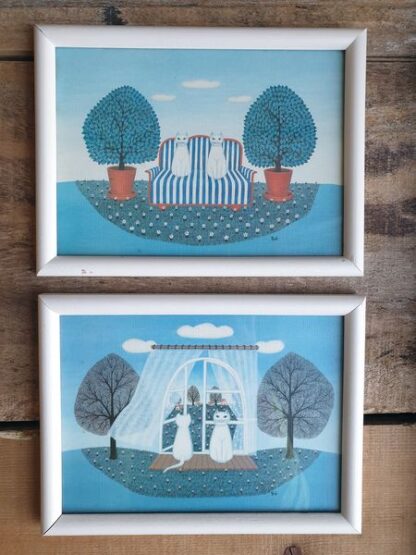 Vintage afbeeldingen poezen witte lijst