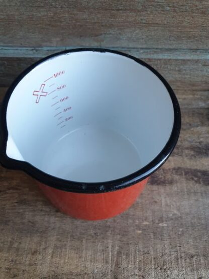 Rood emaille maatbeker inhoud 1 liter - Afbeelding 2