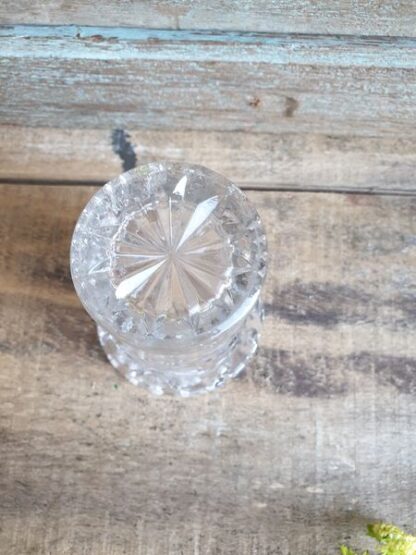 Vintage vaasje glas gegraveerde bloemen - Afbeelding 5