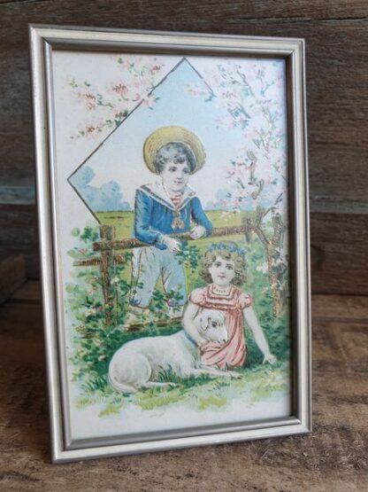 Vintage fotolijstje wit zilverkleurig