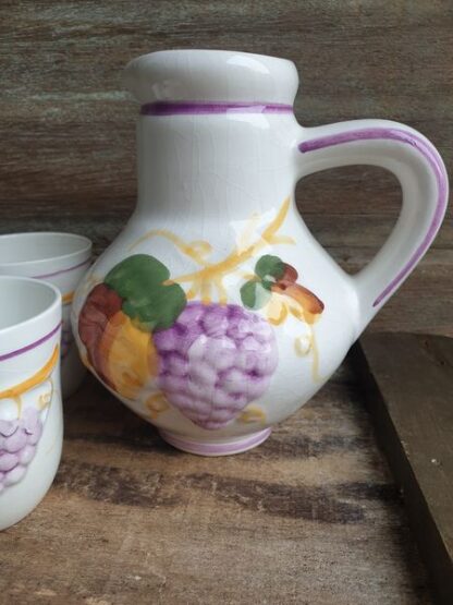 Vintage kan en kopjes keramiek druiven - Afbeelding 2