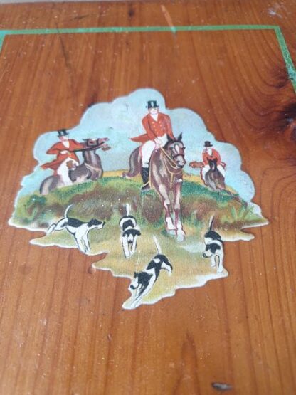 Antiek houten doos ruiters honden - Afbeelding 4