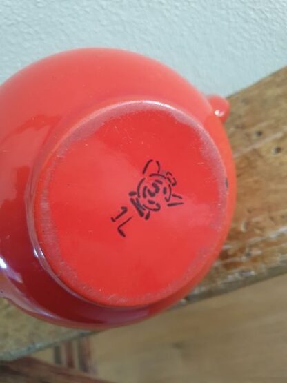 Vintage rood emaille keteltje - Afbeelding 2