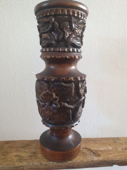 Grote vintage houten vaas - Afbeelding 2