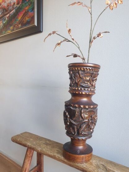 Grote vintage houten vaas