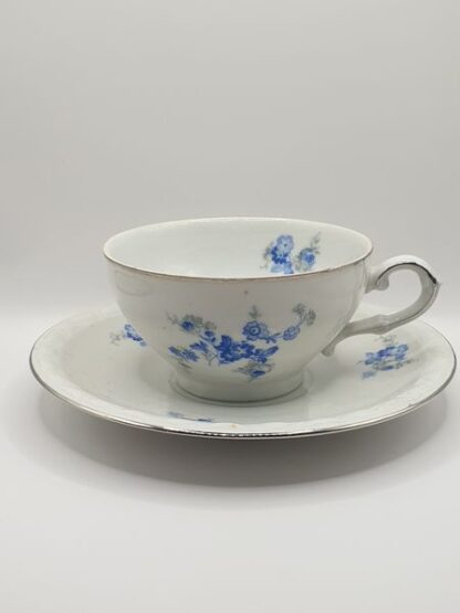 Vintage kop en schotel blauwe bloemetjes