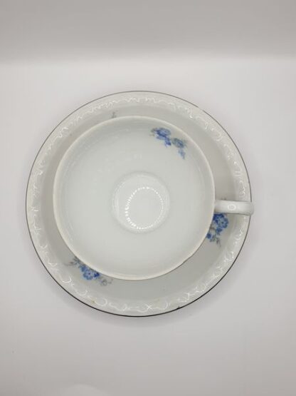 Vintage kop en schotel blauwe bloemetjes - Afbeelding 3