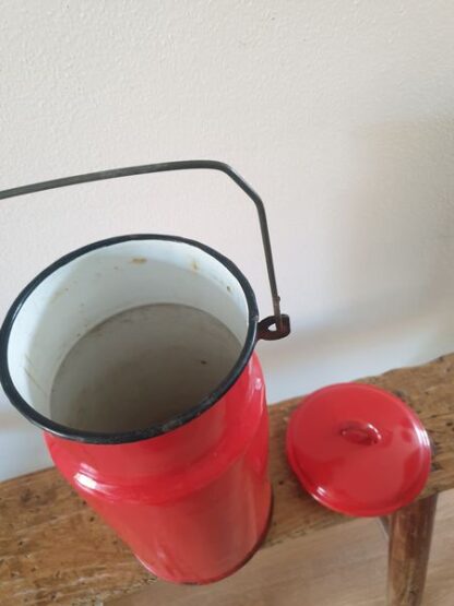 Oude emaille melkbus rood - Afbeelding 4