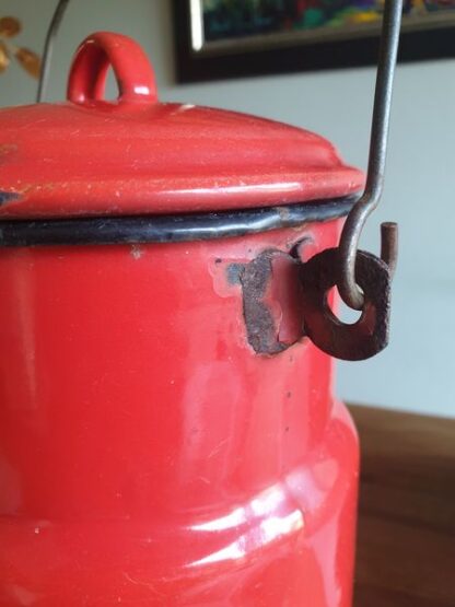 Oude emaille melkbus rood - Afbeelding 3