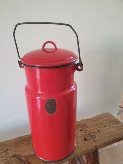 Oude emaille melkbus rood - Afbeelding 2