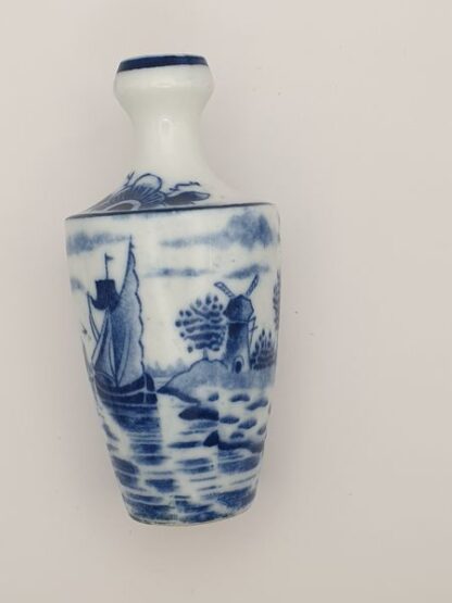 Klein vintage vaasje blauw-wit - Afbeelding 2