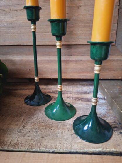 Vintage kandelaars groen goud - Afbeelding 2
