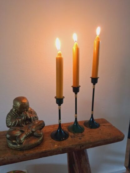 Vintage kandelaars groen goud - Afbeelding 3