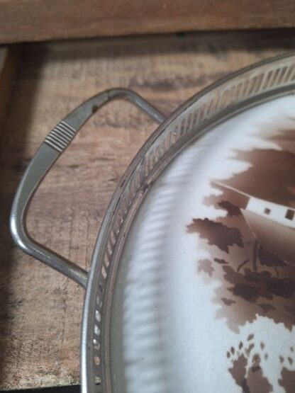 Vintage ovaal dienblad landschap - Afbeelding 3