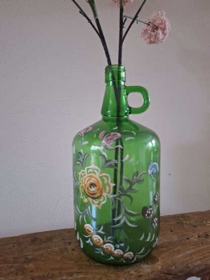 Vintage beschilderde vaas groen - Afbeelding 5