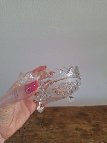 Vintage glazen bonbonschaaltje op pootjes - Afbeelding 2