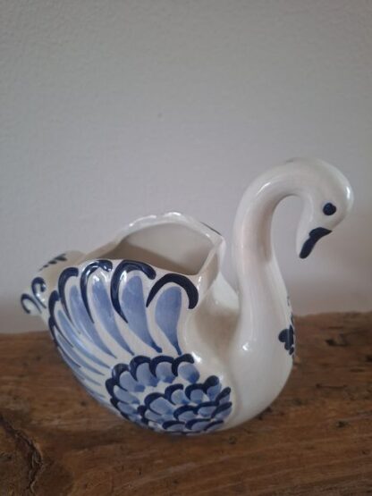 Vintage vaasje vorm zwaan Delfts Blauw