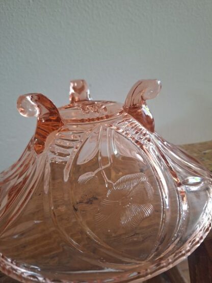 Vintage schaal roze persglas - Afbeelding 2