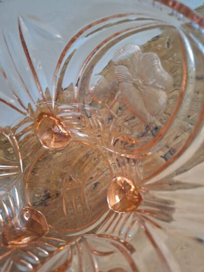 Vintage schaal roze persglas - Afbeelding 3