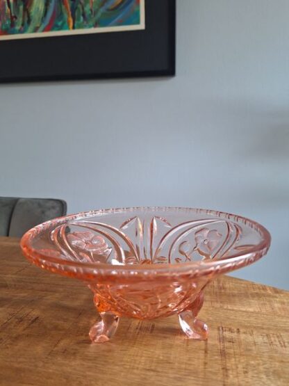 Vintage schaal roze persglas