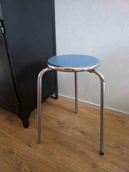 Vintage krukje chroom en mintblauw
