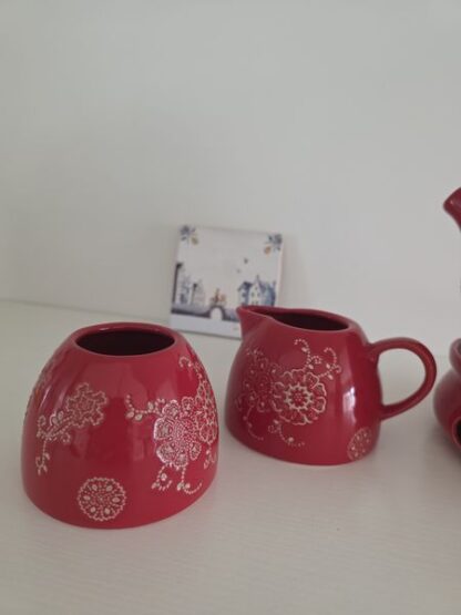 Vintage theepot koffiepot rood - Afbeelding 2