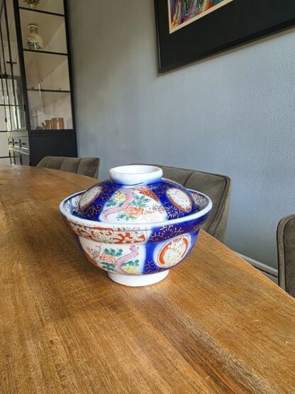 Vintage Japanse kom met deksel Imari