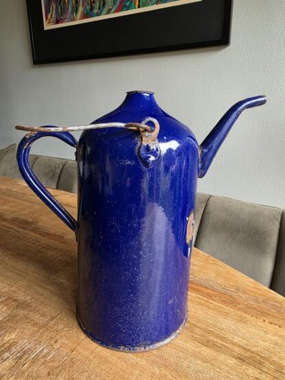 Vintage blauw emaille kan petroleum 2 liter - Afbeelding 5