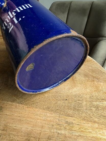 Vintage blauw emaille kan petroleum 2 liter - Afbeelding 3